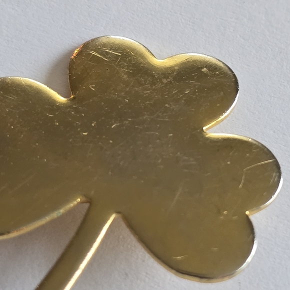 Vintage shamrock brooch pin celtic irish st Patrick's Day gold filled ireland - Picture 8 of 12